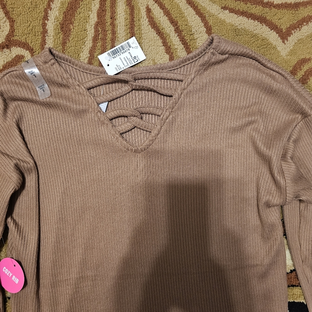 Girls brown long-sleeve top